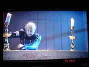 Moments Later The Candles are standing up streight and  proped to shoot flames as high as pinheads head